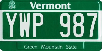 VT license plate YWP987