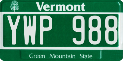 VT license plate YWP988
