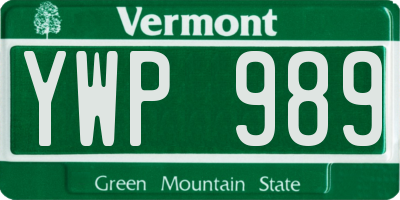 VT license plate YWP989