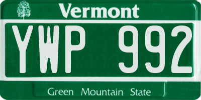 VT license plate YWP992