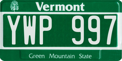 VT license plate YWP997
