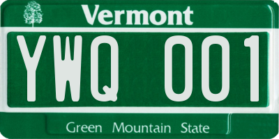 VT license plate YWQ001
