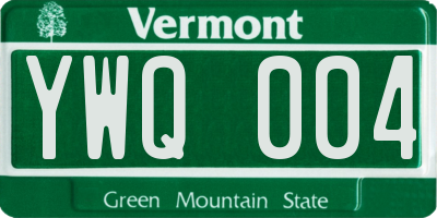 VT license plate YWQ004