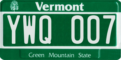 VT license plate YWQ007