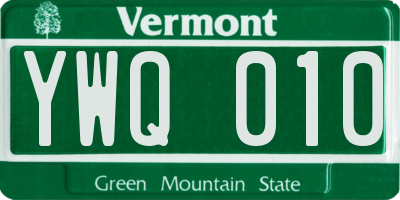 VT license plate YWQ010