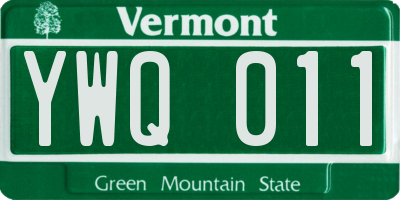 VT license plate YWQ011