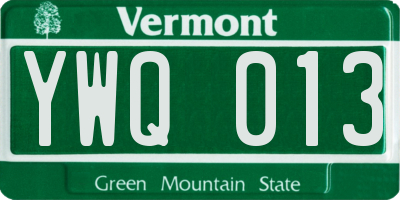 VT license plate YWQ013