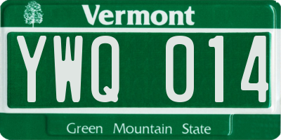 VT license plate YWQ014