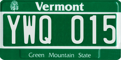 VT license plate YWQ015