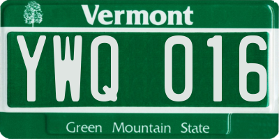 VT license plate YWQ016