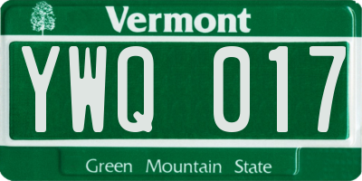 VT license plate YWQ017