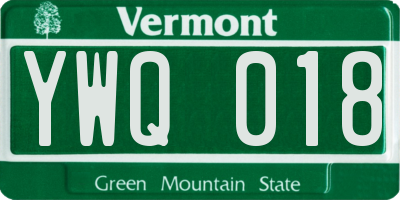 VT license plate YWQ018