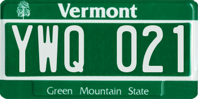 VT license plate YWQ021