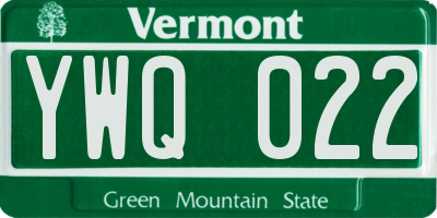 VT license plate YWQ022