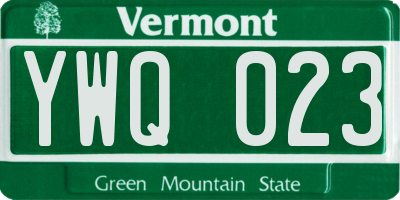VT license plate YWQ023