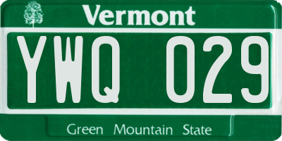 VT license plate YWQ029