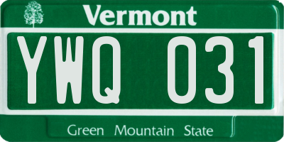 VT license plate YWQ031