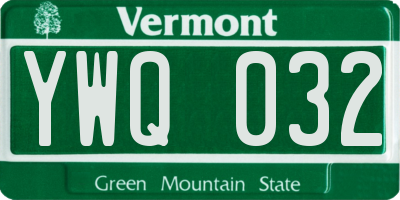 VT license plate YWQ032