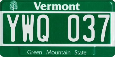 VT license plate YWQ037
