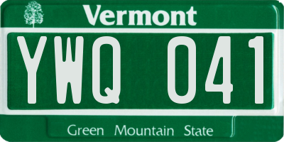 VT license plate YWQ041