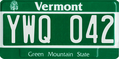 VT license plate YWQ042