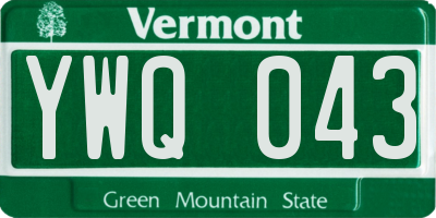 VT license plate YWQ043