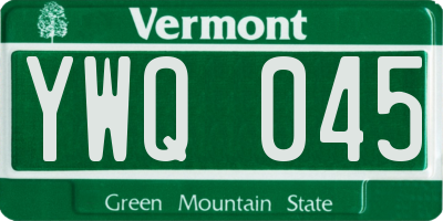 VT license plate YWQ045