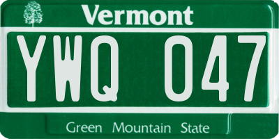 VT license plate YWQ047