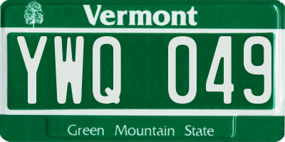 VT license plate YWQ049