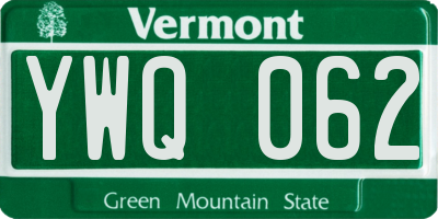 VT license plate YWQ062