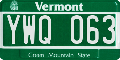 VT license plate YWQ063
