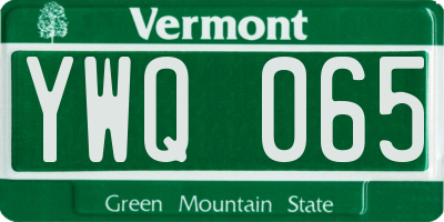 VT license plate YWQ065