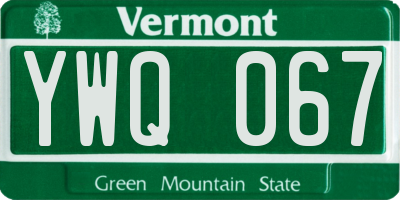 VT license plate YWQ067