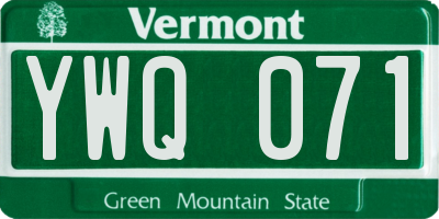 VT license plate YWQ071