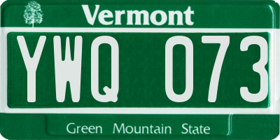 VT license plate YWQ073