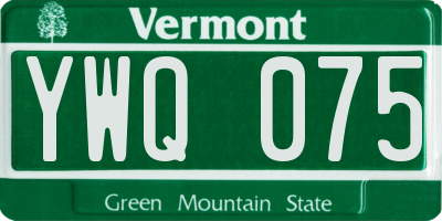VT license plate YWQ075