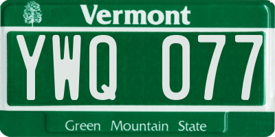 VT license plate YWQ077