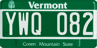 VT license plate YWQ082