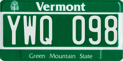 VT license plate YWQ098