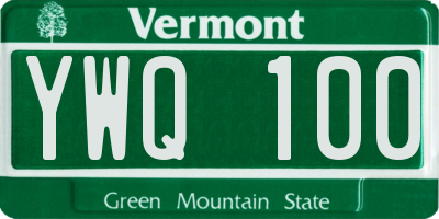 VT license plate YWQ100