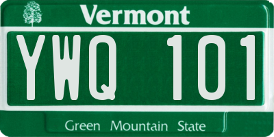 VT license plate YWQ101