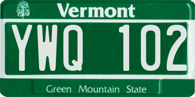 VT license plate YWQ102