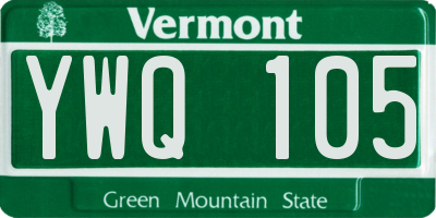 VT license plate YWQ105