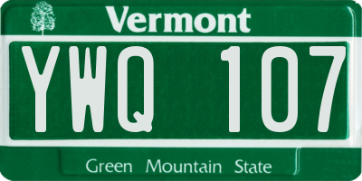 VT license plate YWQ107