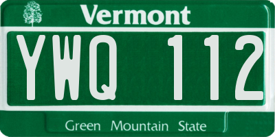 VT license plate YWQ112