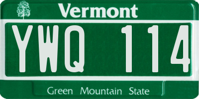 VT license plate YWQ114
