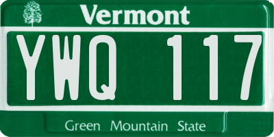 VT license plate YWQ117