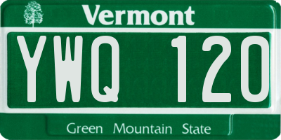 VT license plate YWQ120