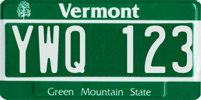 VT license plate YWQ123