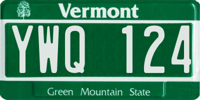 VT license plate YWQ124